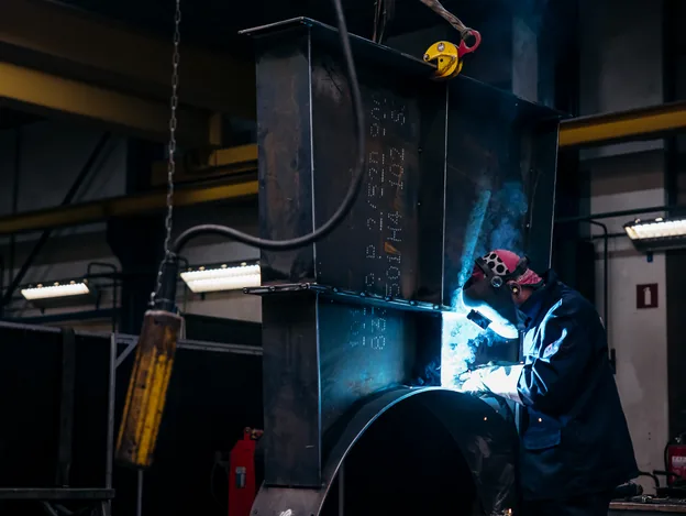 TIG-lasser aan het werk op een RVS-constructie in Ferna's werkplaats